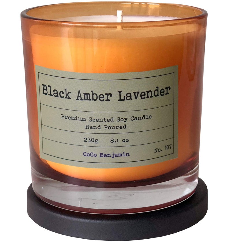 CoCo Benjamin 100% Soy, Highly Scented, Hand Poured Soy Candle (Black Amber Lavender) - Image 1